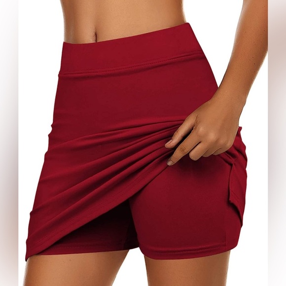 New Ekouaer Active Performance Skirt Lightweight Skirt for Sports wine red - Picture 2 of 7